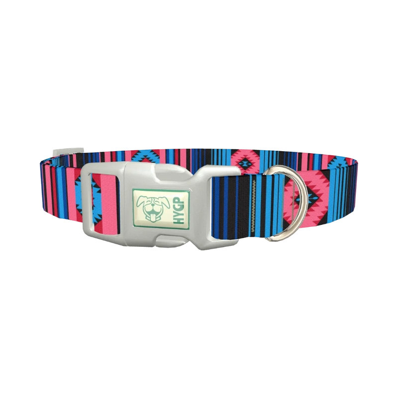 Geometric Star Stripe Dog Collar - plastic silver