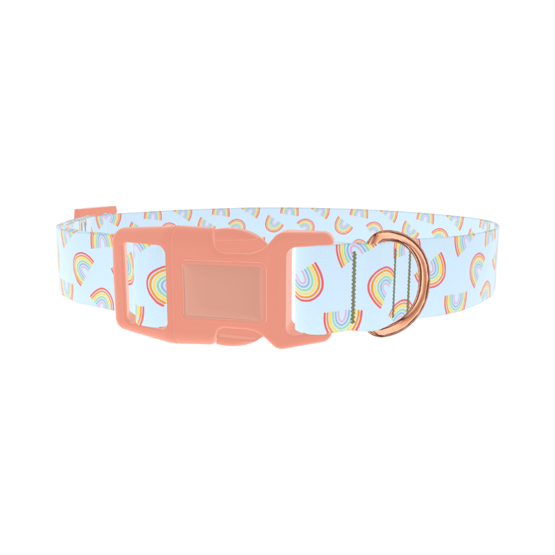 Rainbow Pattern Dog Collar - plastic rose gold