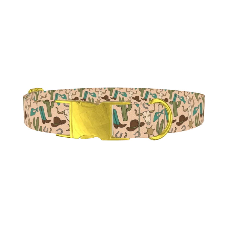 Desert Cowboy Dog Collar - metal gold