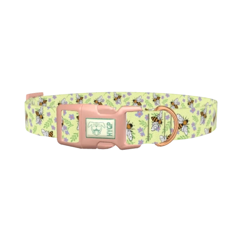 Floral Bee Dog Collar - plastic rose gold
