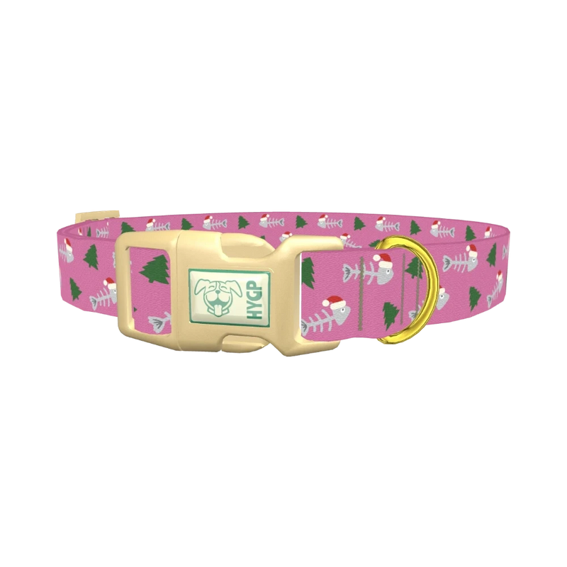 Christmas Fishbone Dog Collar - plastic gold