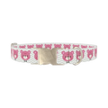 Pink Teddy Bear Dog Collar - metal silver