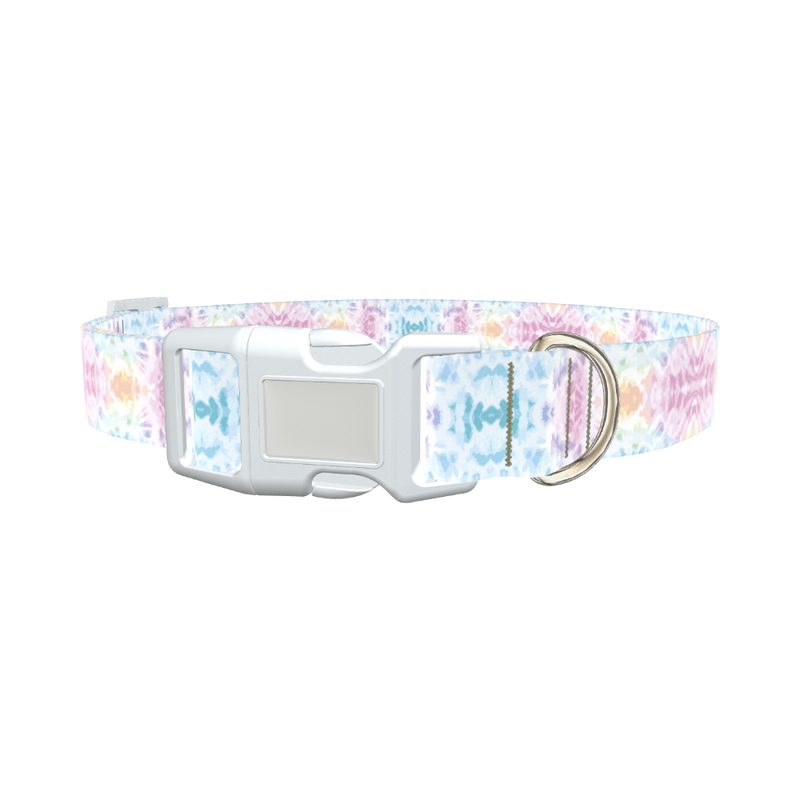 Pastel Tie-Dye Dog Collar - plastic rose gold