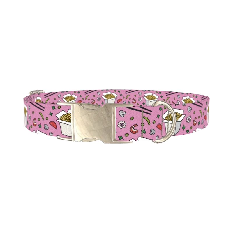 Noodle Takeout Dog Collar - metal silver