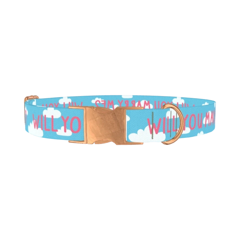 Cloud Phrase Dog Collar - metal rose gold