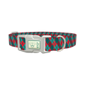 Rhombus Plaid Dog Collar - plastic silver