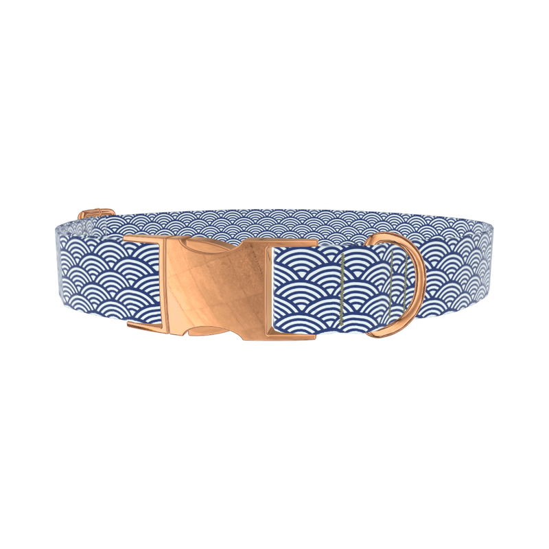 Geometric Wave Dog Collar - metal rose gold