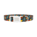 Colorful Leaf Pattern Dog Collar - plastic silver