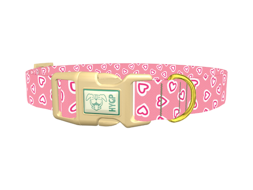 Pink Graphic Heart Dog Collar