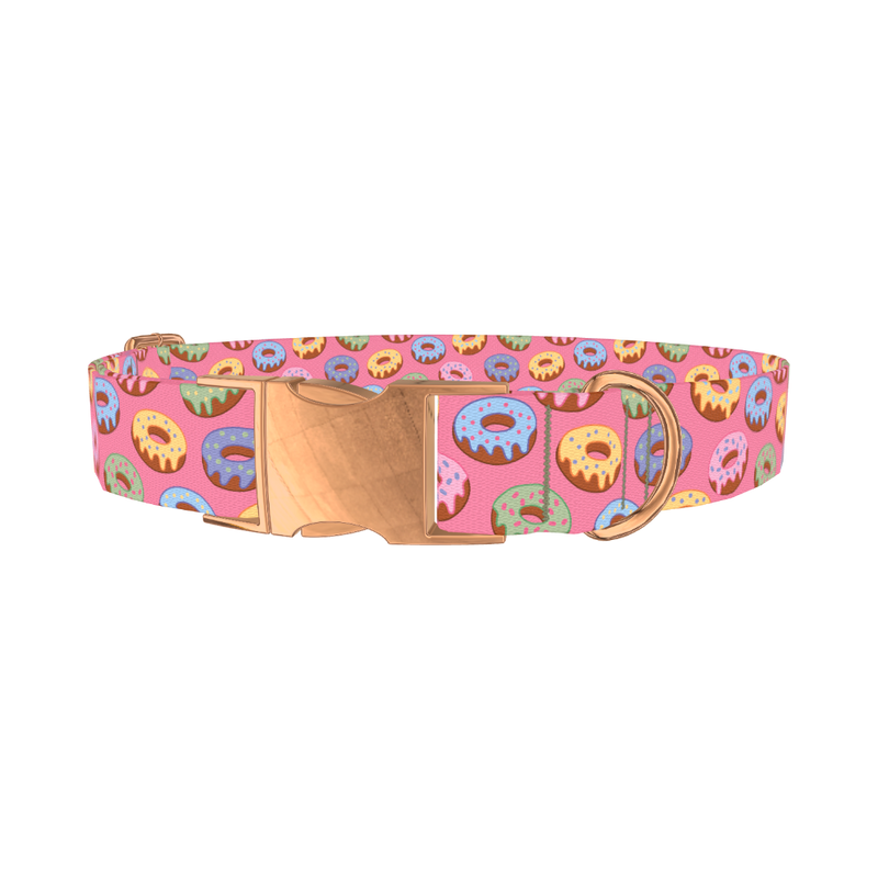 Colorful Donut Dog Collar - metal rose gold