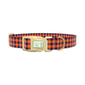 Plaid Orange Dog Collar - plastic silver