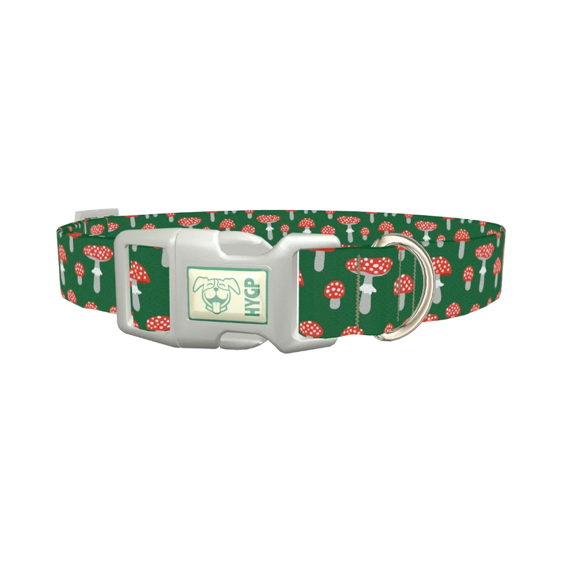 Mushroom Pattern Dog Collar - plastic silver