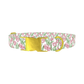 Pink Tulip Sketch Dog Collar - metal gold