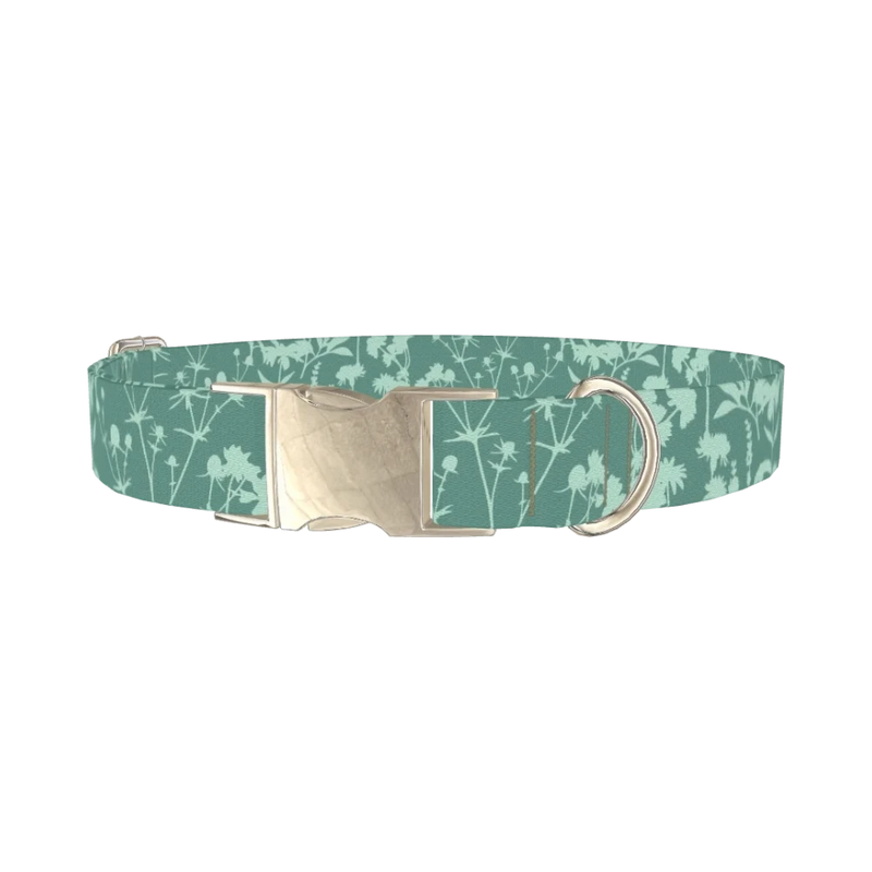 Botanical Silhouette Dog Collar - metal silver