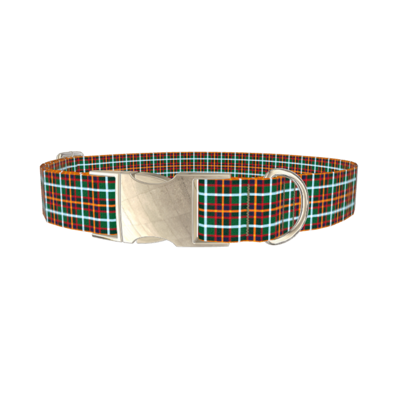 Festive Yellow Cross Dog Collar - metal silver