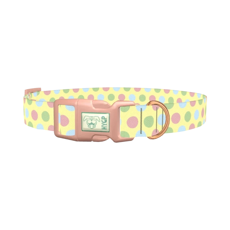 Pastel Polka Dot Pattern Dog Collar - plastic rose gold