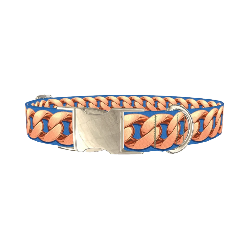 Rose Gold Chain Dog Collar - metal silver