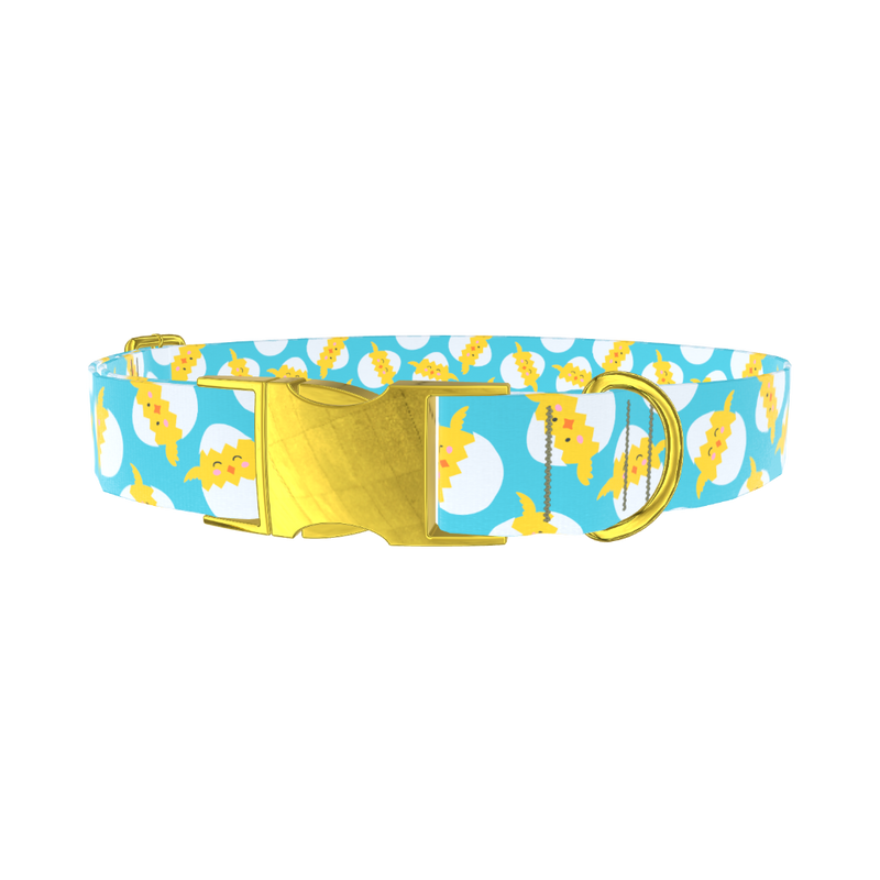 Easter Chick Dog Collar - metal gold