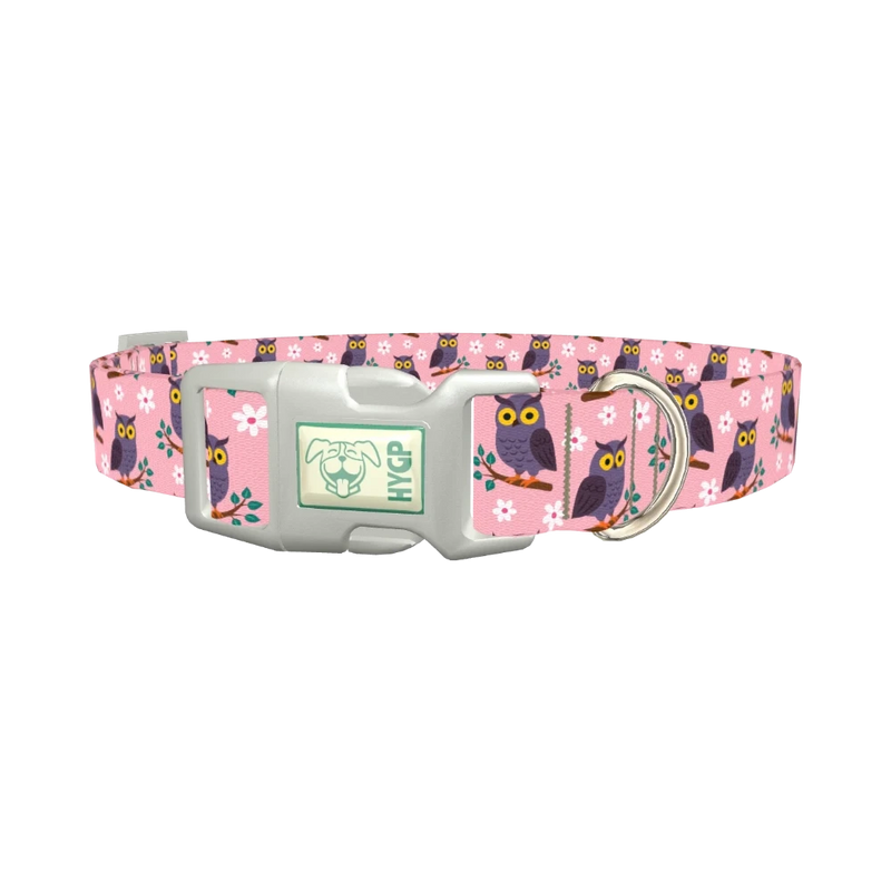 Floral Owl Dog Collar - plastic silver