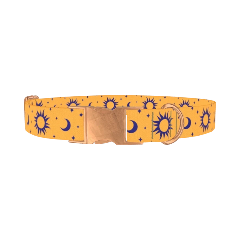 Mystical Sun and Moon Dog Collar - metal rose gold