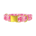 Pink Paint Splatter Dog Collar - metal gold