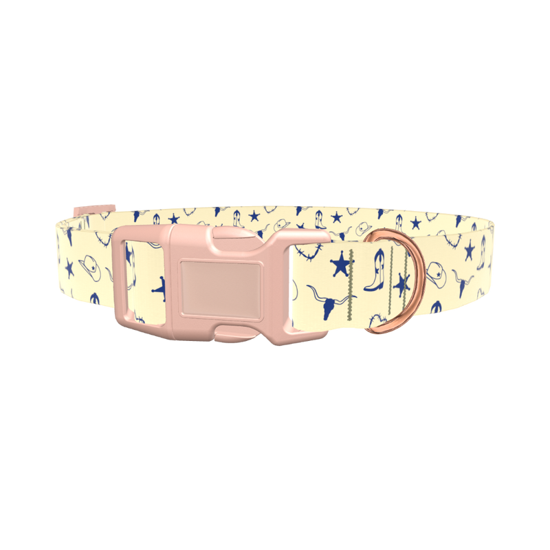 Cowboy Western Heart Dog Collar - plastic silver