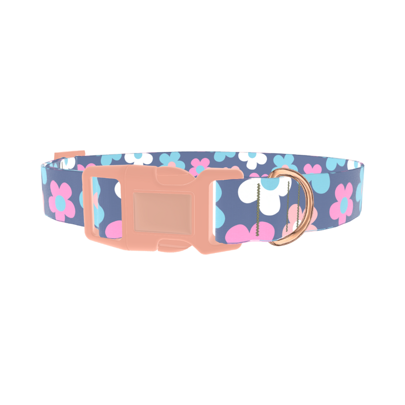 Retro Flower Dog Collar - plastic rose gold