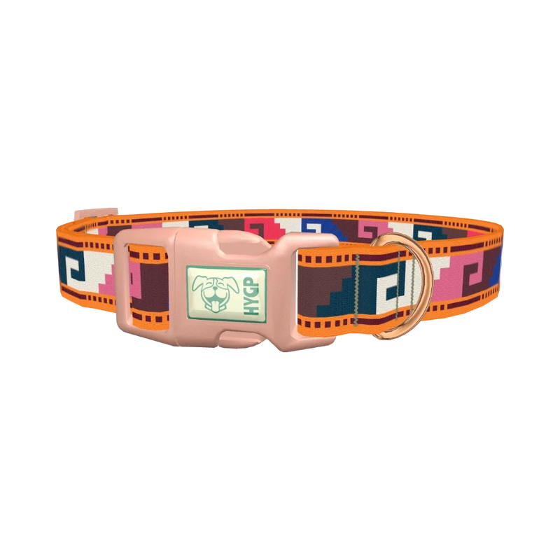 Aztec Meander Dog Collar - plastic rose gold