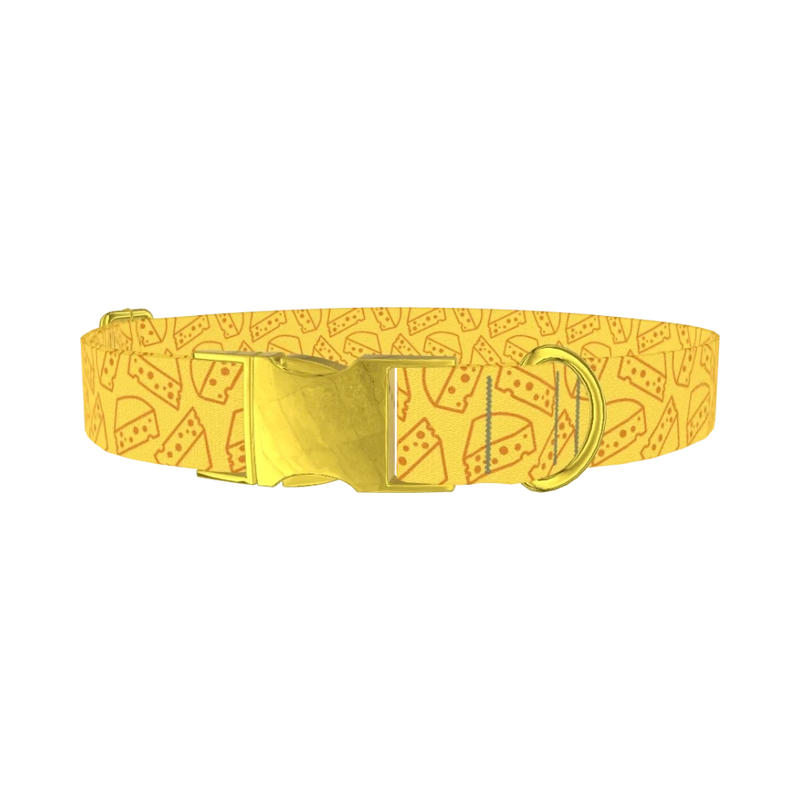 Cheese Slice Pattern Dog Collar - metal gold