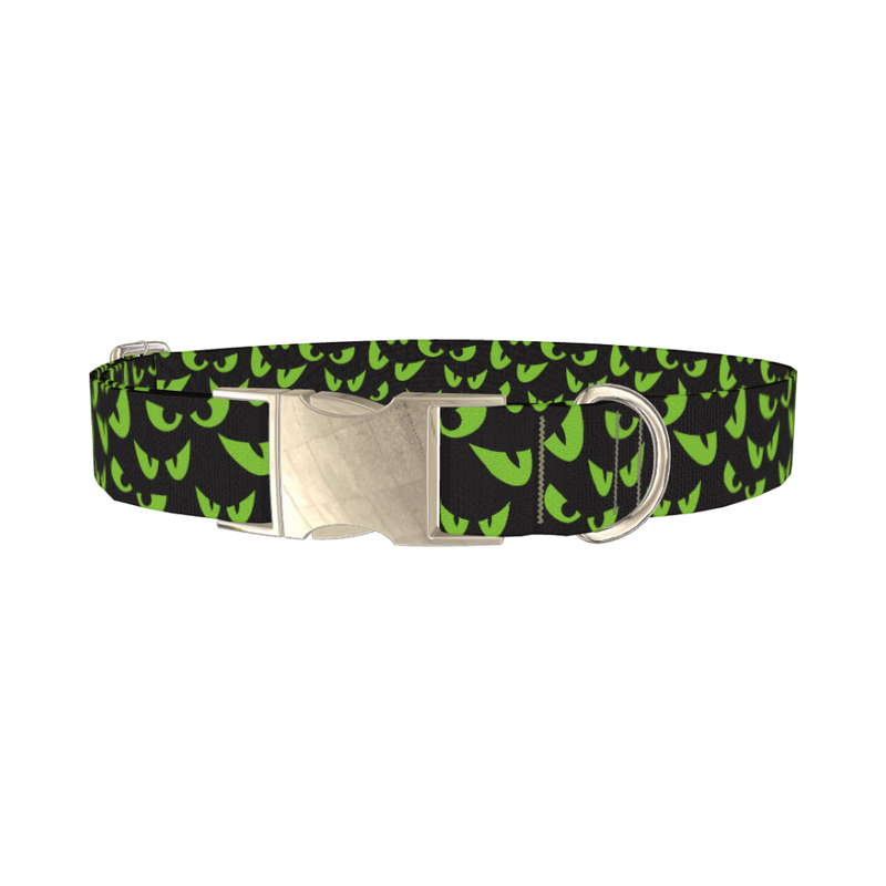 Halloween Scary Eyes Dog Collar - metal silver