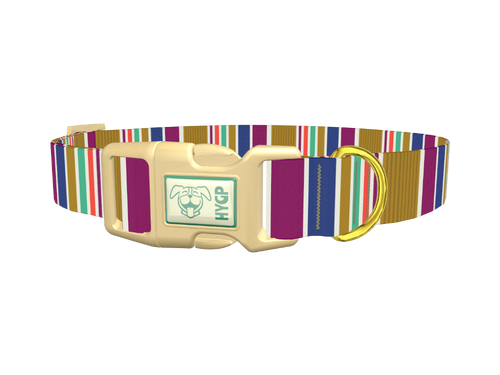 Purple Blue Green Stripes Dog Collar