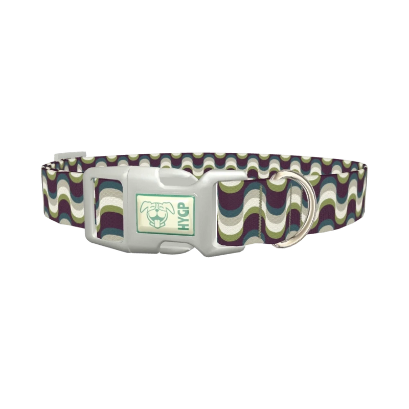 Geometric Wave Dog Collar - plastic silver