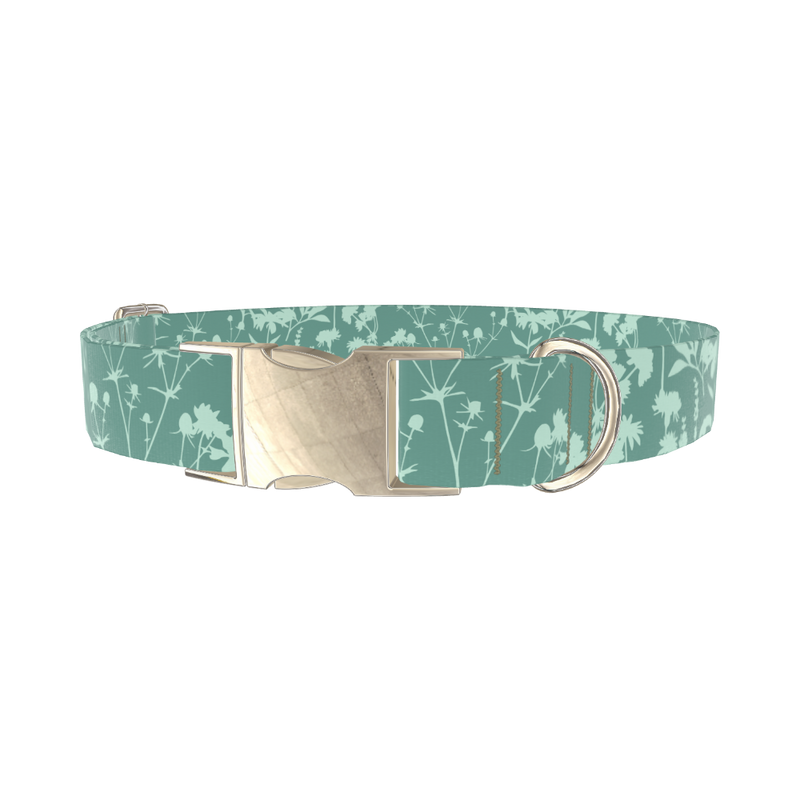Botanical Silhouette Dog Collar - metal silver