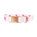 Striped Bow Dog Collar - metal rose gold