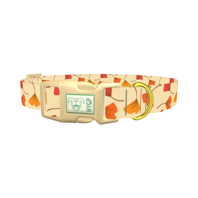 Ginkgo Leaf Pattern Dog Collar - plastic gold