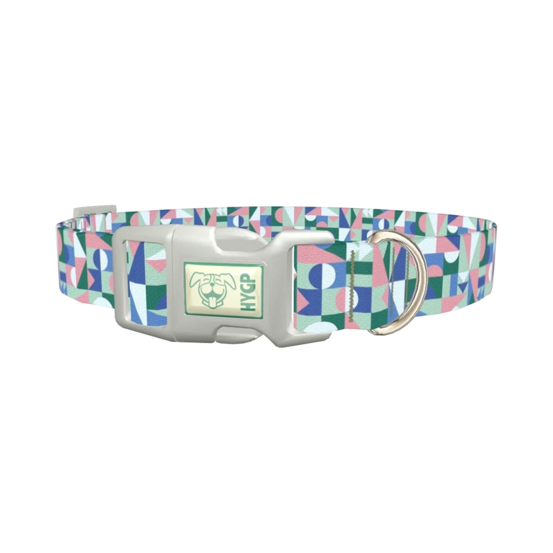 Geometric Shapes Dog Collar - plastic silver