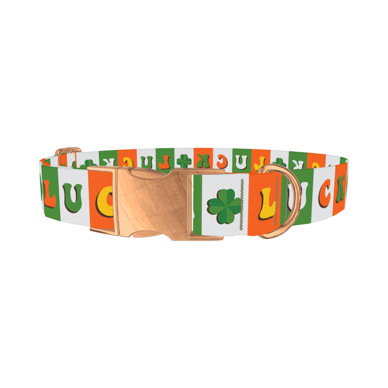 Lucky Clover Dog Collar - metal rose gold