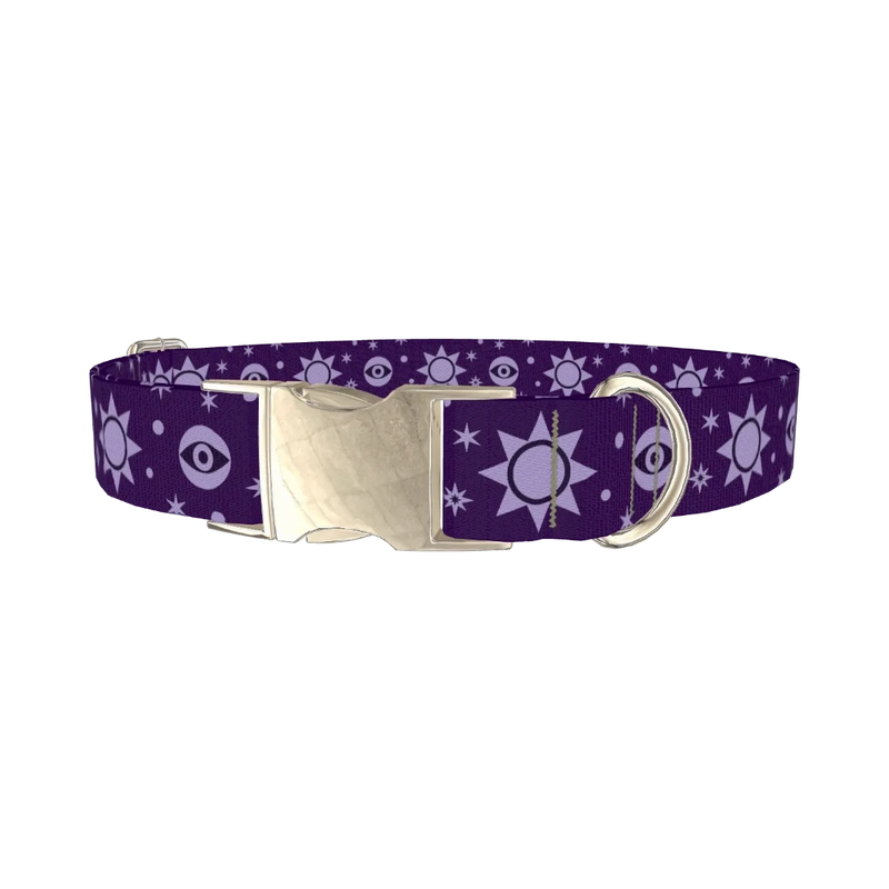 Mystical Sun Eye Dog Collar - metal silver