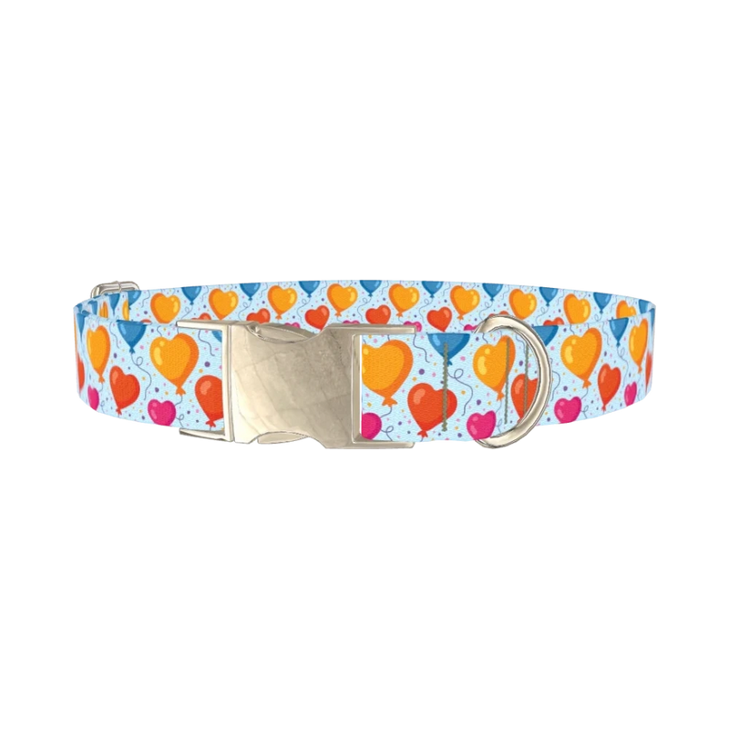 Valentine Heart Balloon Dog Collar - metal silver