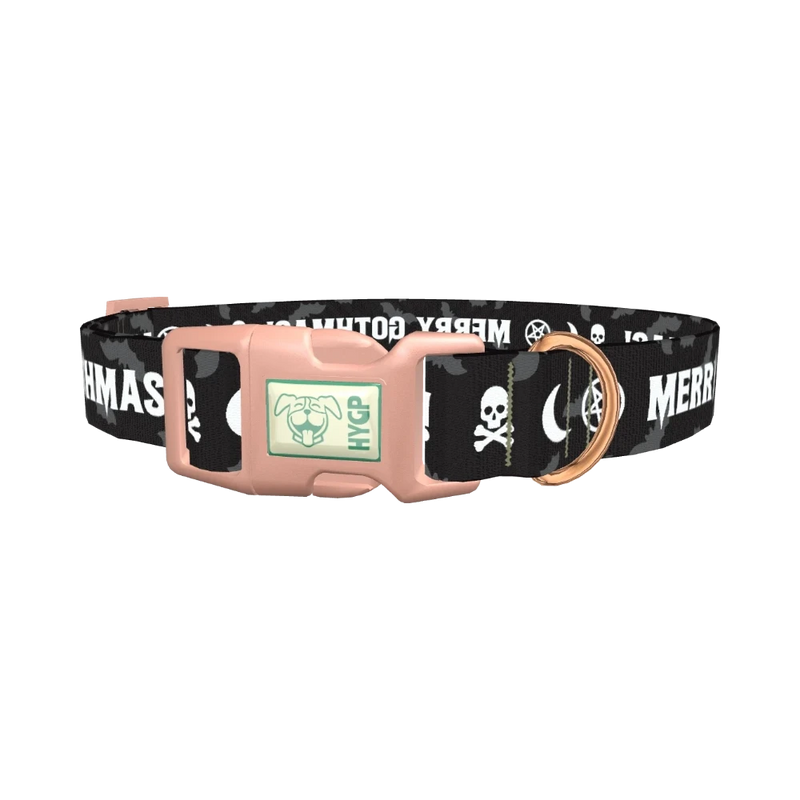 Gothic Christmas Dog Collar - plastic rose gold