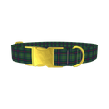 Dark Blue Tartan Dog Collar - metal gold