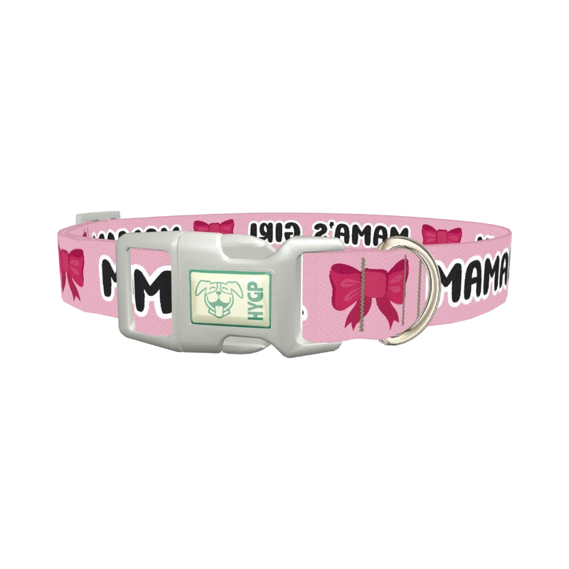 Mama's Girl Bow Dog Collar - plastic silver