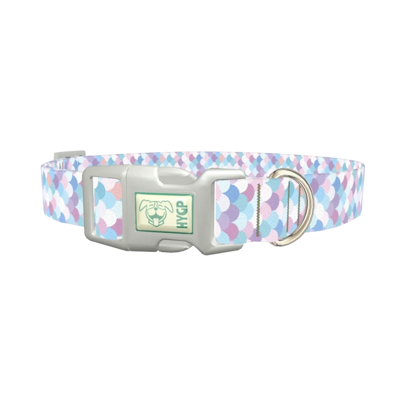 Pastel Mermaid Scale Dog Collar - plastic silver