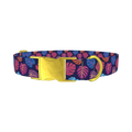 Colorful Monstera Dog Collar - metal gold
