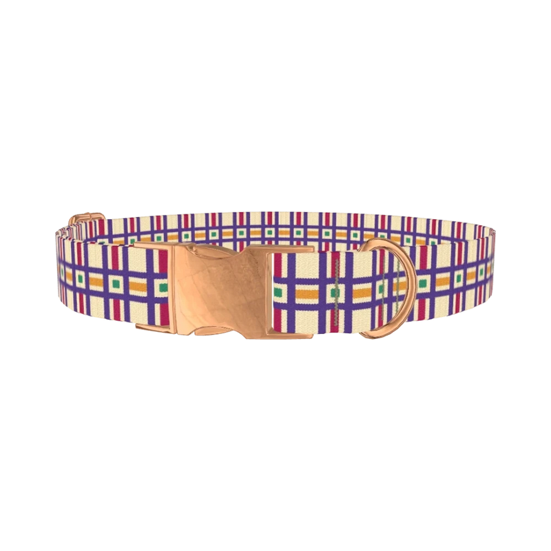 Geometric Grid Dog Collar - metal rose gold