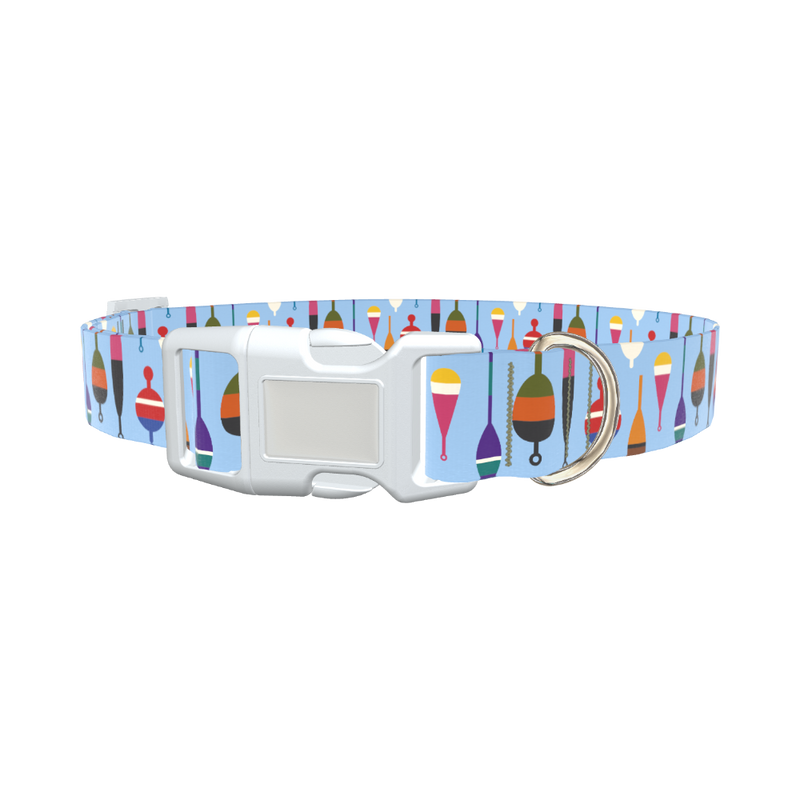 Fishing Bobber Pattern Dog Collar - plastic rose gold