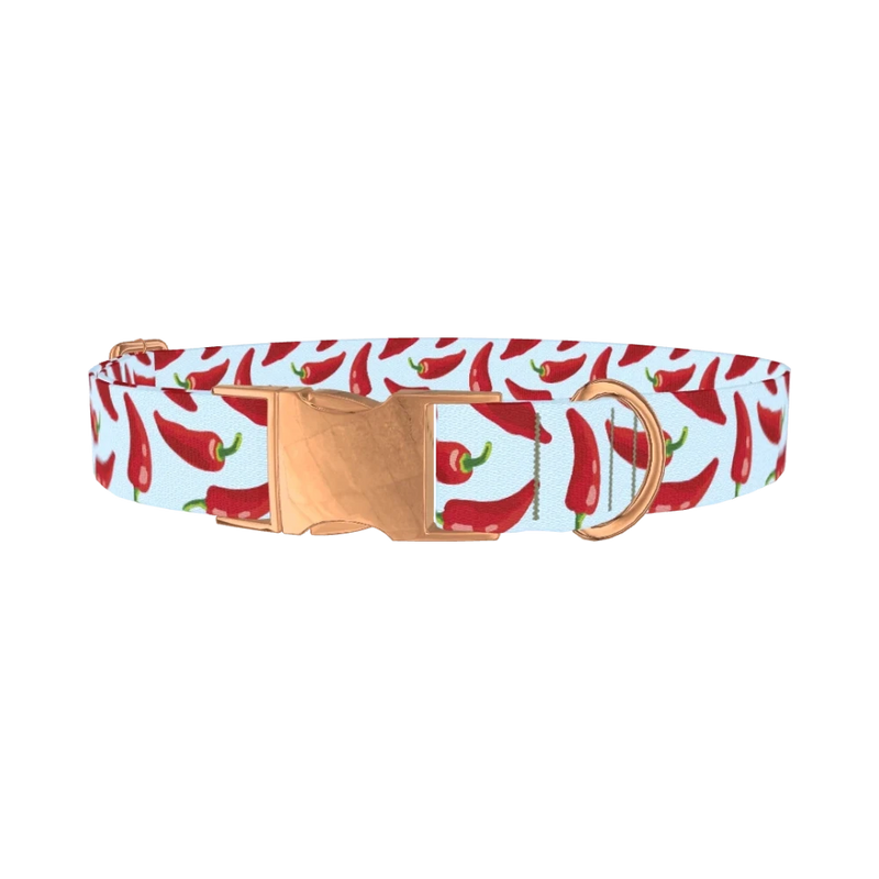 Chili Pepper Dog Collar - metal rose gold