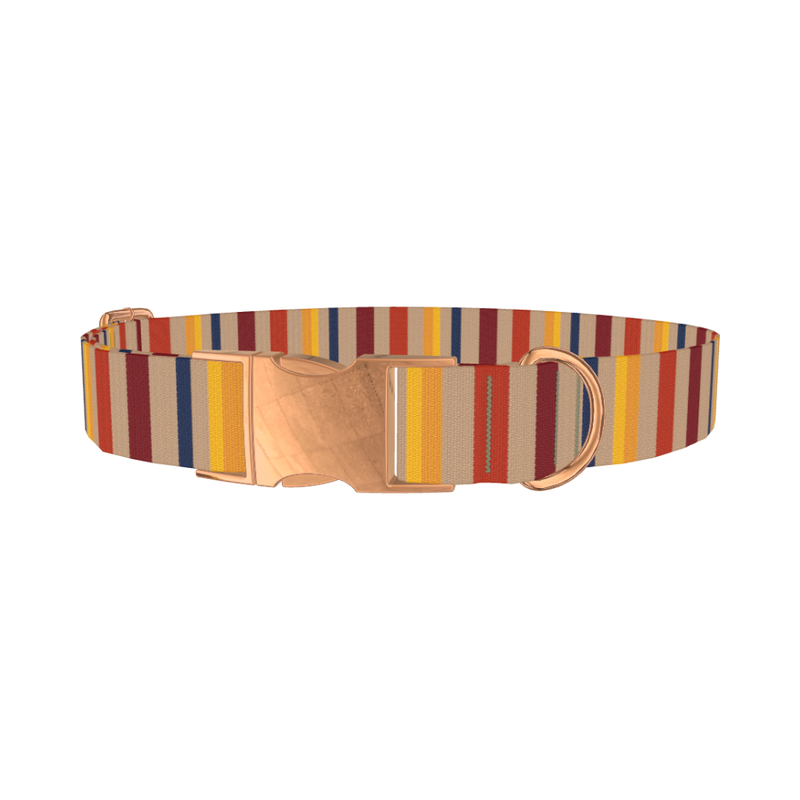 Hexagonal Stripe Dog Collar - metal rose gold