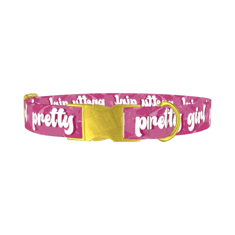 Lip Print Dog Collar - metal gold