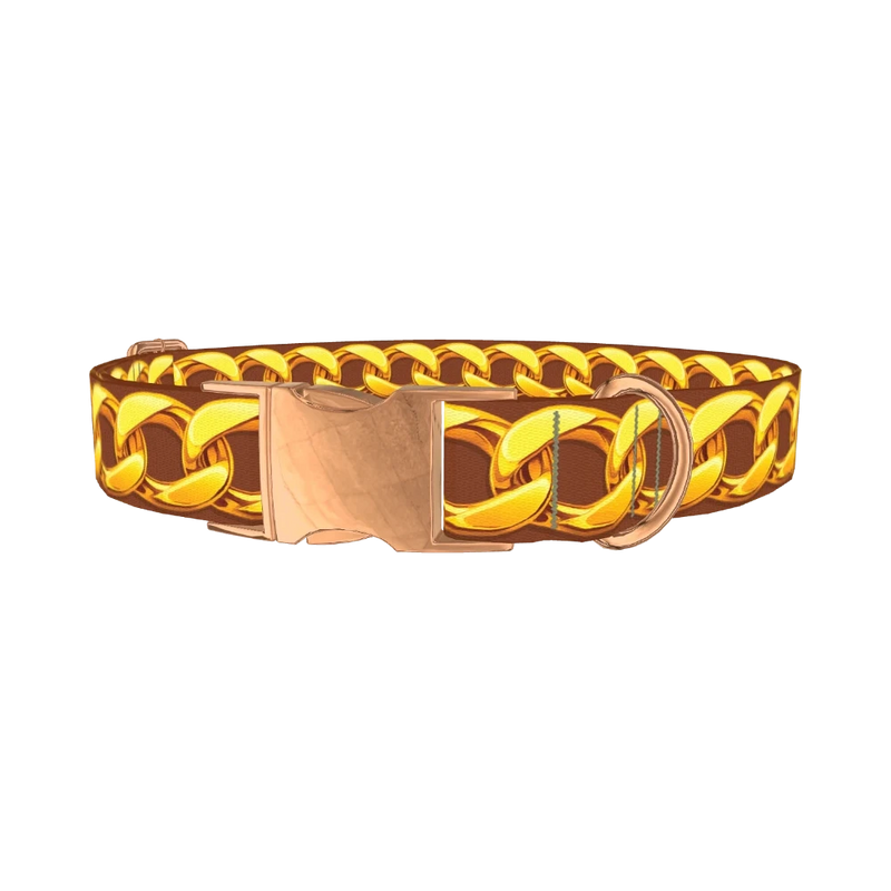 Gold Chain Design Dog Collar - metal rose gold